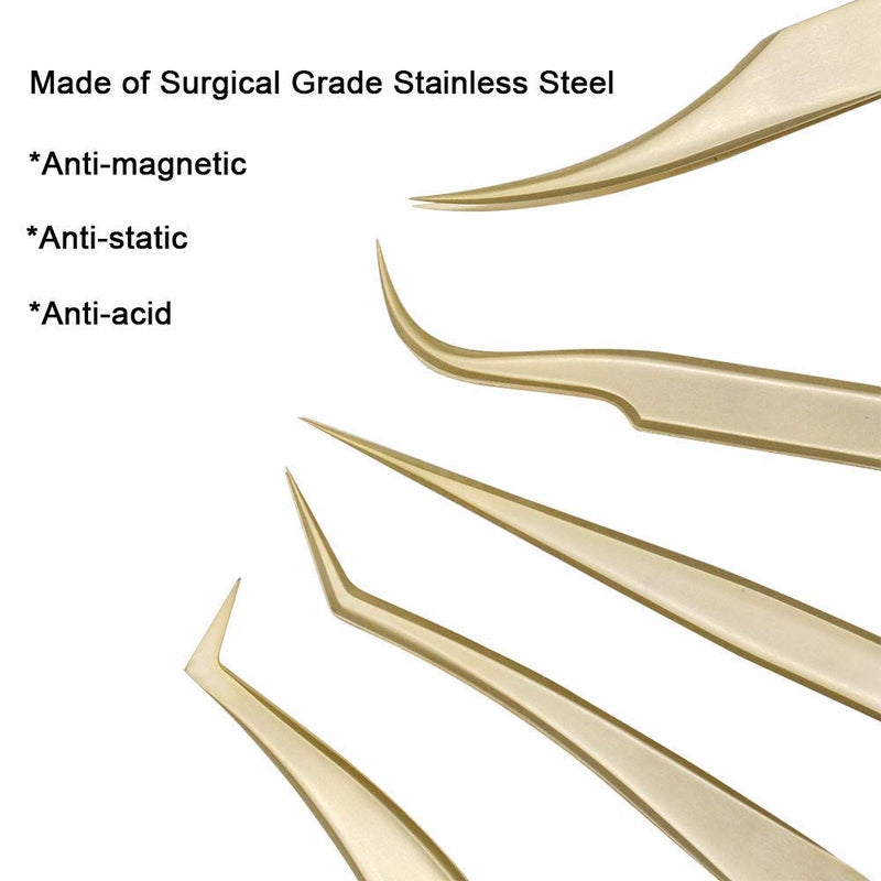 Ms.Queen Eyelash Extension Tweezers-Precision Tweezers for 2D-6D Volume&Individual False Lashes Extensions-Golden-Curved Tweezers - Image 4